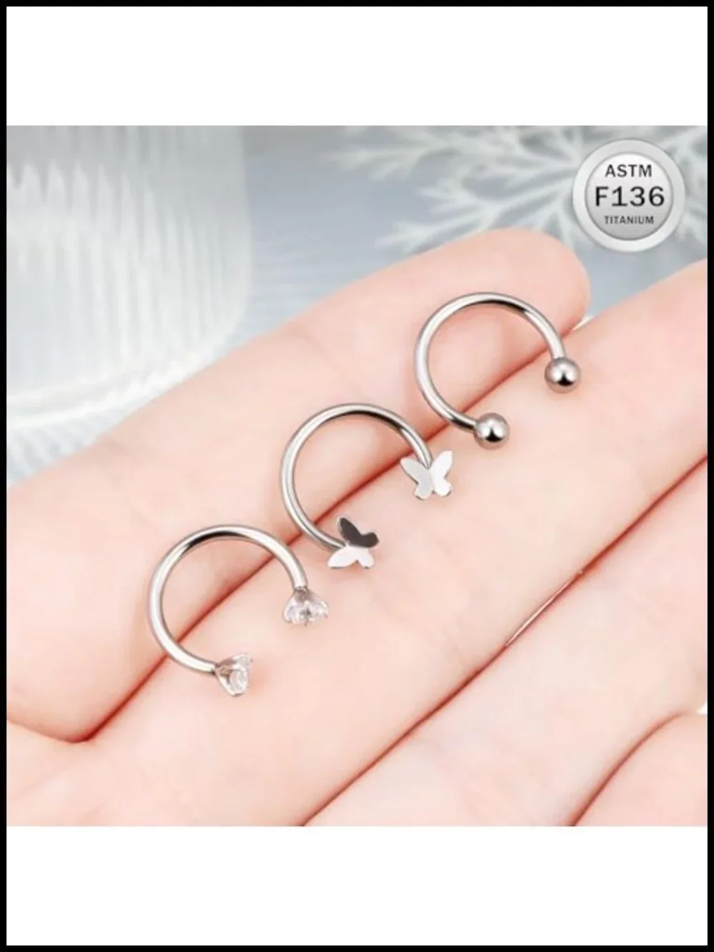 16G Titanium Horseshoe Septum Nose Ring 10mm Internally Threaded Piercing
